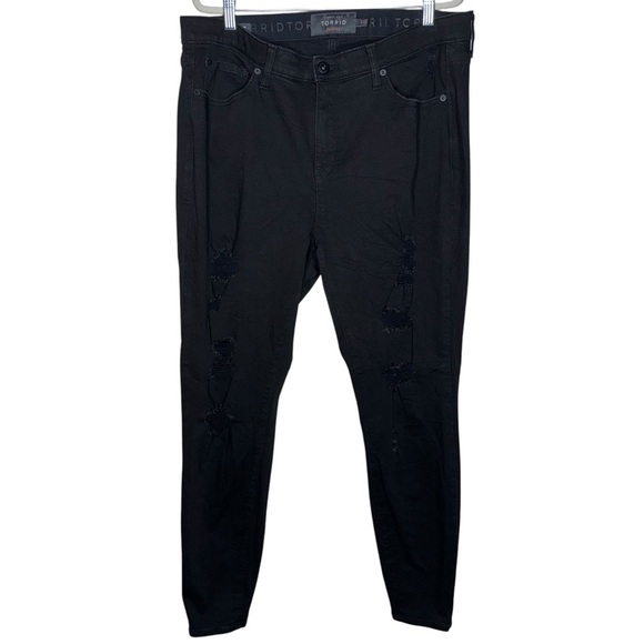 TORRID Sky High Skinny High Rise Denim Jeans Black Stretch Size 18T Tall - Picture 3 of 16